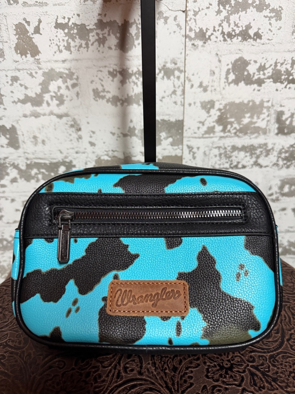 Wrangler Blue and Black Belt Bag with Bold Design